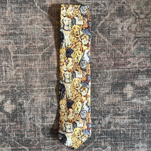 Museum Artifacts All Silk Handmade Dog Print Neck Tie - Picture 3 of 7